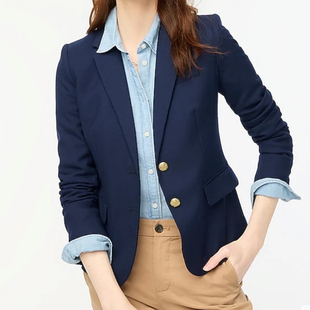 New J.crew navy Petite original schoolboy blazer jacket size 4P